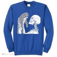 Skeleton Holding A Cat Shirt Lazy Halloween Costume Skull Sweatshirt thumb 0