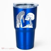 Skeleton Holding A Cat Shirt Lazy Halloween Costume Skull Tumbler thumb 0
