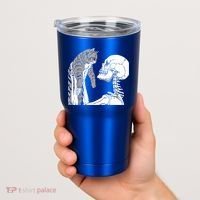 Skeleton Holding A Cat Shirt Lazy Halloween Costume Skull Tumbler thumb 2