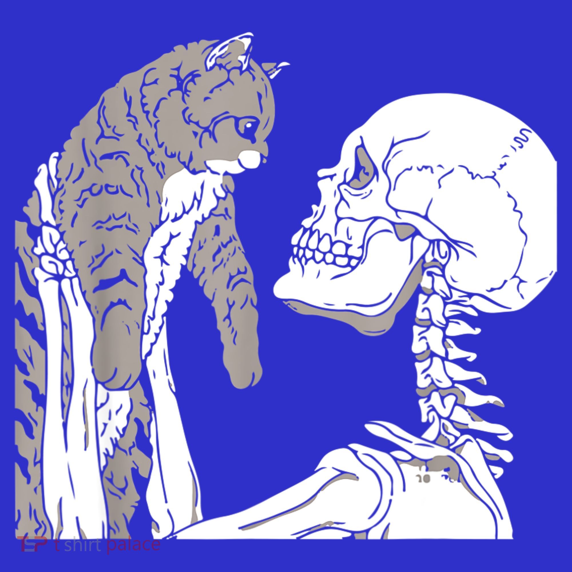 Skeleton Holding A Cat Shirt Lazy Halloween Costume Skull Women's Tank Top