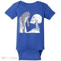 Skeleton Holding A Cat Shirt Lazy Halloween Costume Skull Baby Bodysuit thumb 0