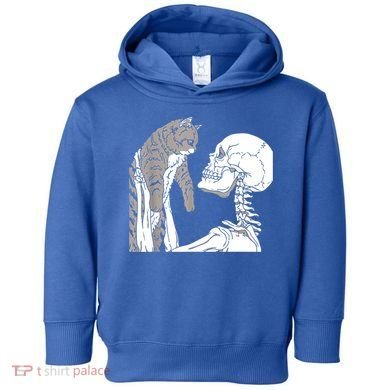 Skeleton Holding A Cat Shirt Lazy Halloween Costume Skull Toddler Hoodie