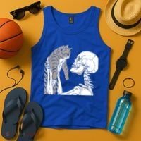 Skeleton Holding A Cat Shirt Lazy Halloween Costume Skull Tank Top thumb 4