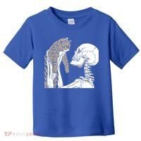 Skeleton Holding A Cat Shirt Lazy Halloween Costume Skull Toddler T-Shirt thumb 0