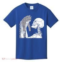 Skeleton Holding A Cat Shirt Lazy Halloween Costume Skull Kids T-Shirt thumb 0