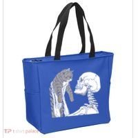 Skeleton Holding A Cat Shirt Lazy Halloween Costume Skull Tote Bag thumb 2
