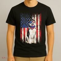 Siberian Husky American Flag 4th Of July Patriotic Dog Lover T-Shirt thumb 3