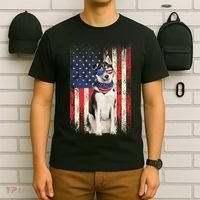 Siberian Husky American Flag 4th Of July Patriotic Dog Lover T-Shirt thumb 6