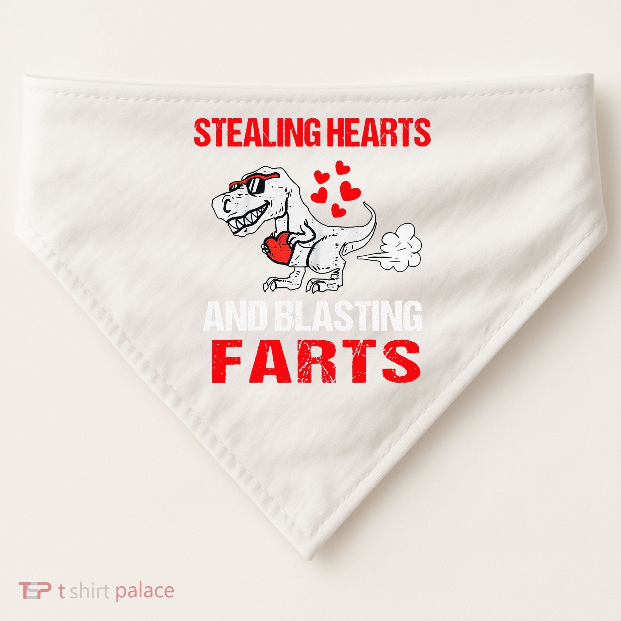 Stealing Hearts And Blasting Farts T Rex Cute USA-Made Doggie Bandana