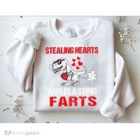 Stealing Hearts And Blasting Farts T Rex Cute Sweatshirt thumb 2