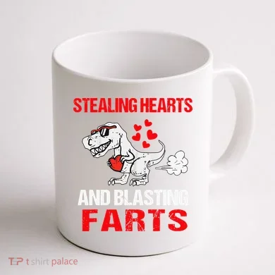 Stealing Hearts And Blasting Farts T Rex Cute Coffee Mug back