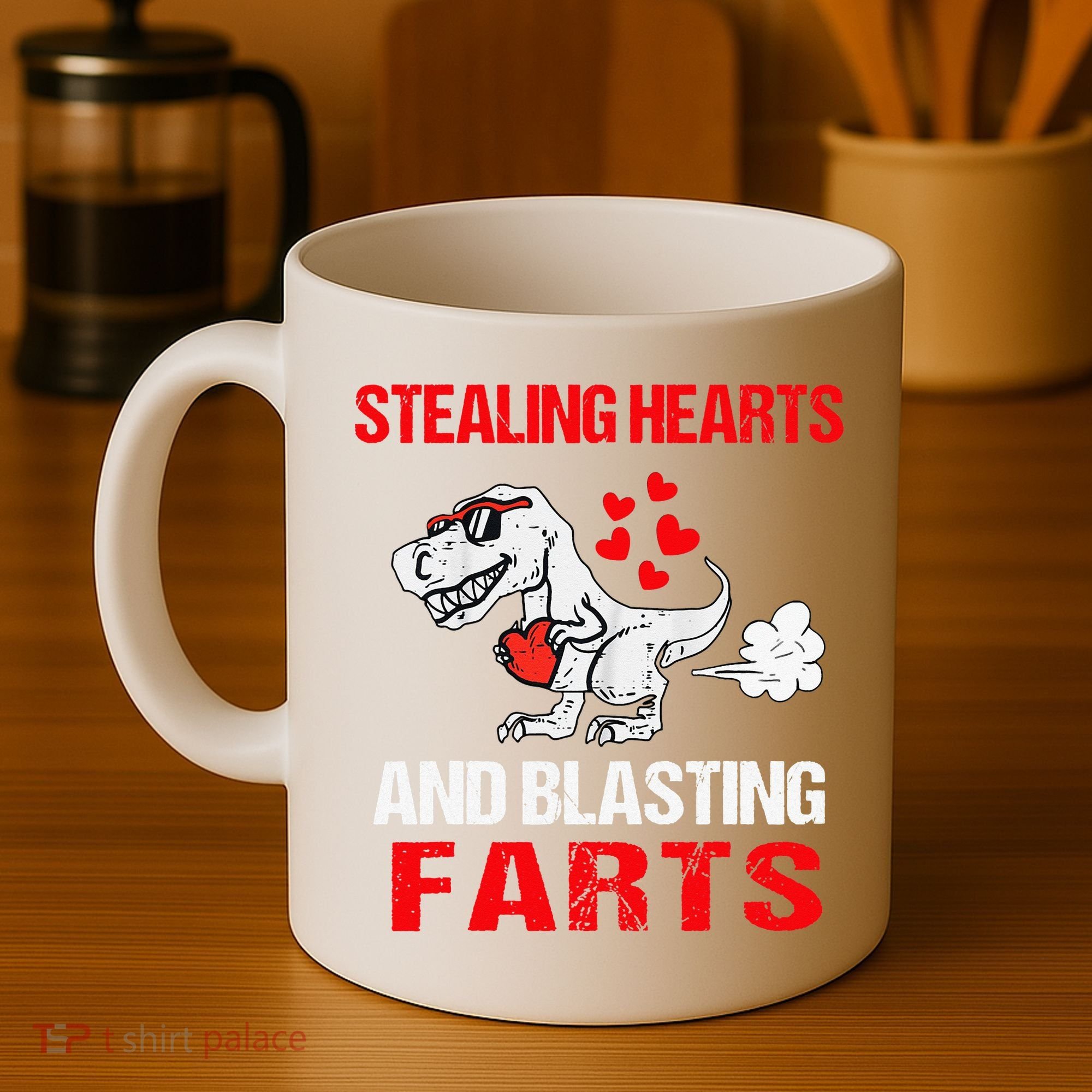 Stealing Hearts And Blasting Farts T Rex Cute Coffee Mug
