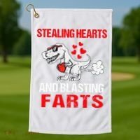 Stealing Hearts And Blasting Farts T Rex Cute Golf Towel thumb 1