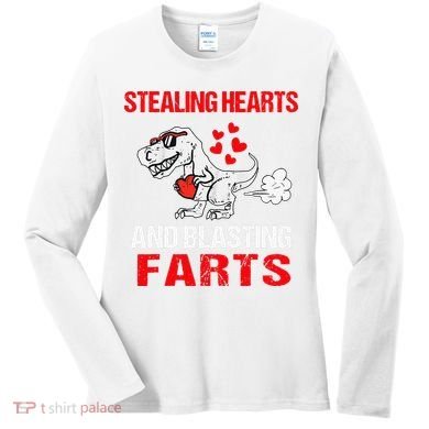 Stealing Hearts And Blasting Farts T Rex Cute Women's Long Sleeve Shirt