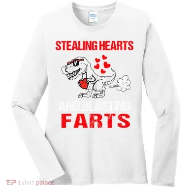 Stealing Hearts And Blasting Farts T Rex Cute Women's Long Sleeve Shirt