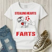 Stealing Hearts And Blasting Farts T Rex Cute Women's T-Shirt thumb 3