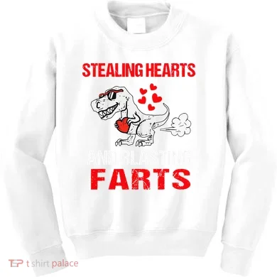 Stealing Hearts And Blasting Farts T Rex Cute Kids Sweatshirt