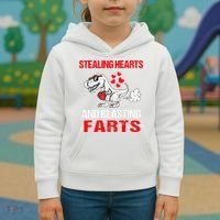 Stealing Hearts And Blasting Farts T Rex Cute Kids Hoodie thumb 3