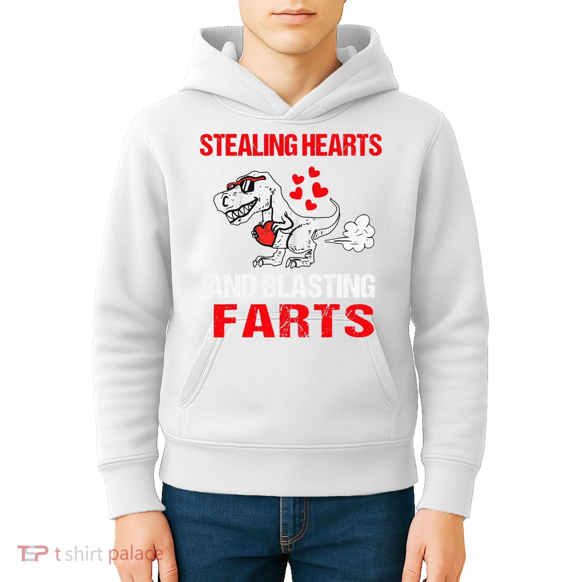 Stealing Hearts And Blasting Farts T Rex Cute Kids Hoodie