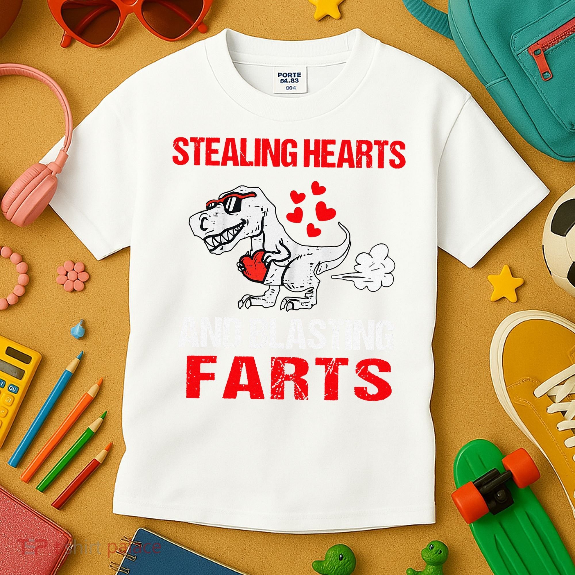 Stealing Hearts And Blasting Farts T Rex Cute Kids T-Shirt