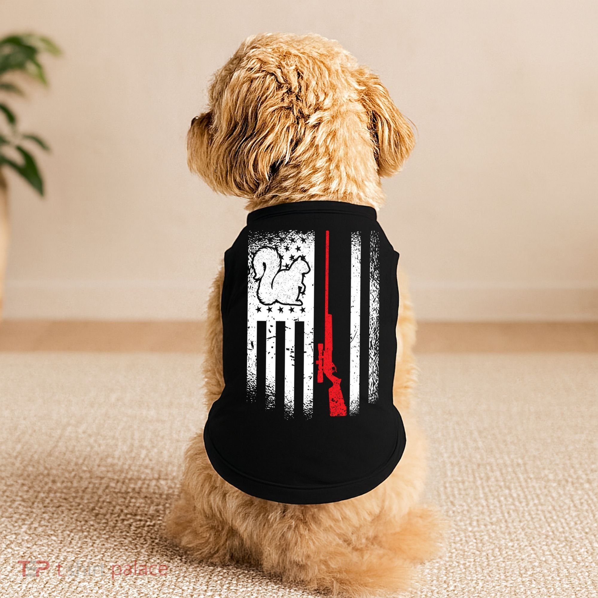 Squirrel Hunter American Flag Varmint Squirrel Hunting Gift Doggie Tank