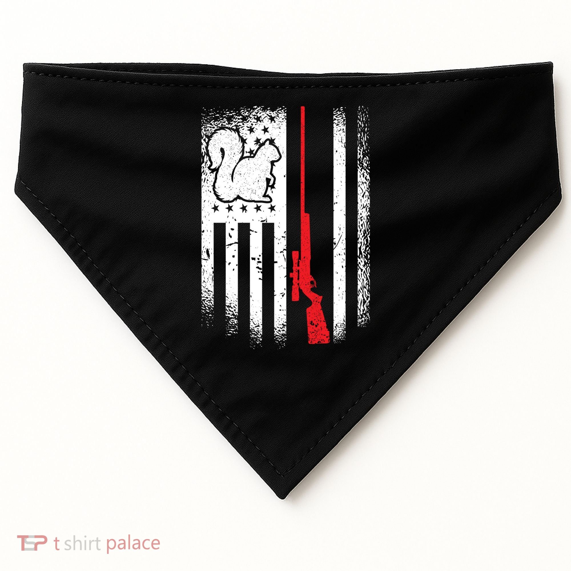 Squirrel Hunter American Flag Varmint Squirrel Hunting Gift USA-Made Doggie Bandana