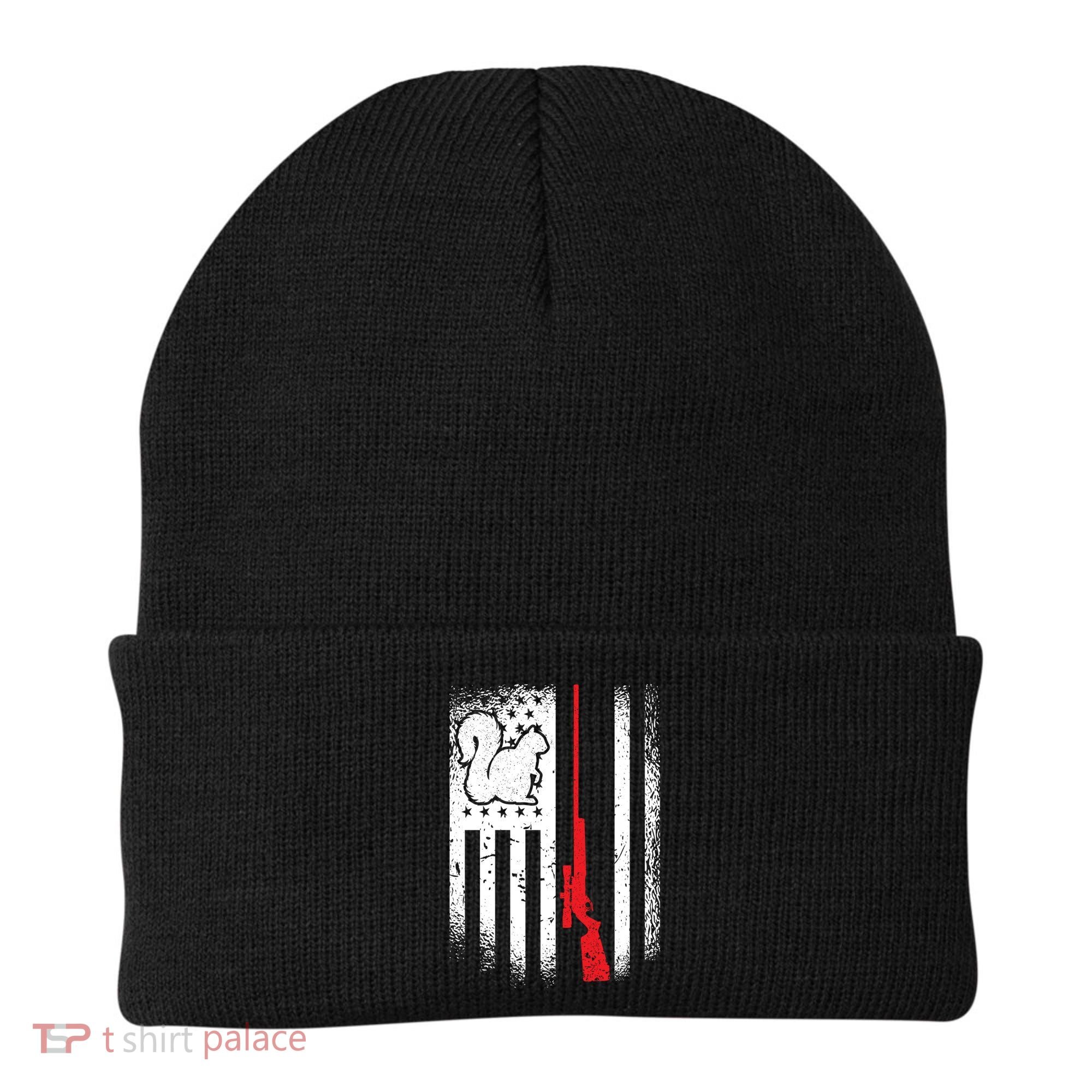 Squirrel Hunter American Flag Varmint Squirrel Hunting Gift Beanie