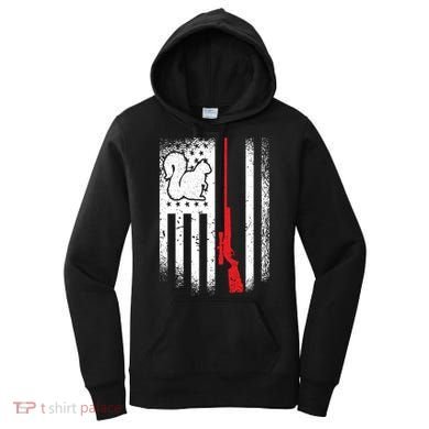 Squirrel Hunter American Flag Varmint Squirrel Hunting Gift Women's Hoodie