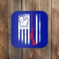 Squirrel Hunter American Flag Varmint Squirrel Hunting Gift Coaster thumb 0