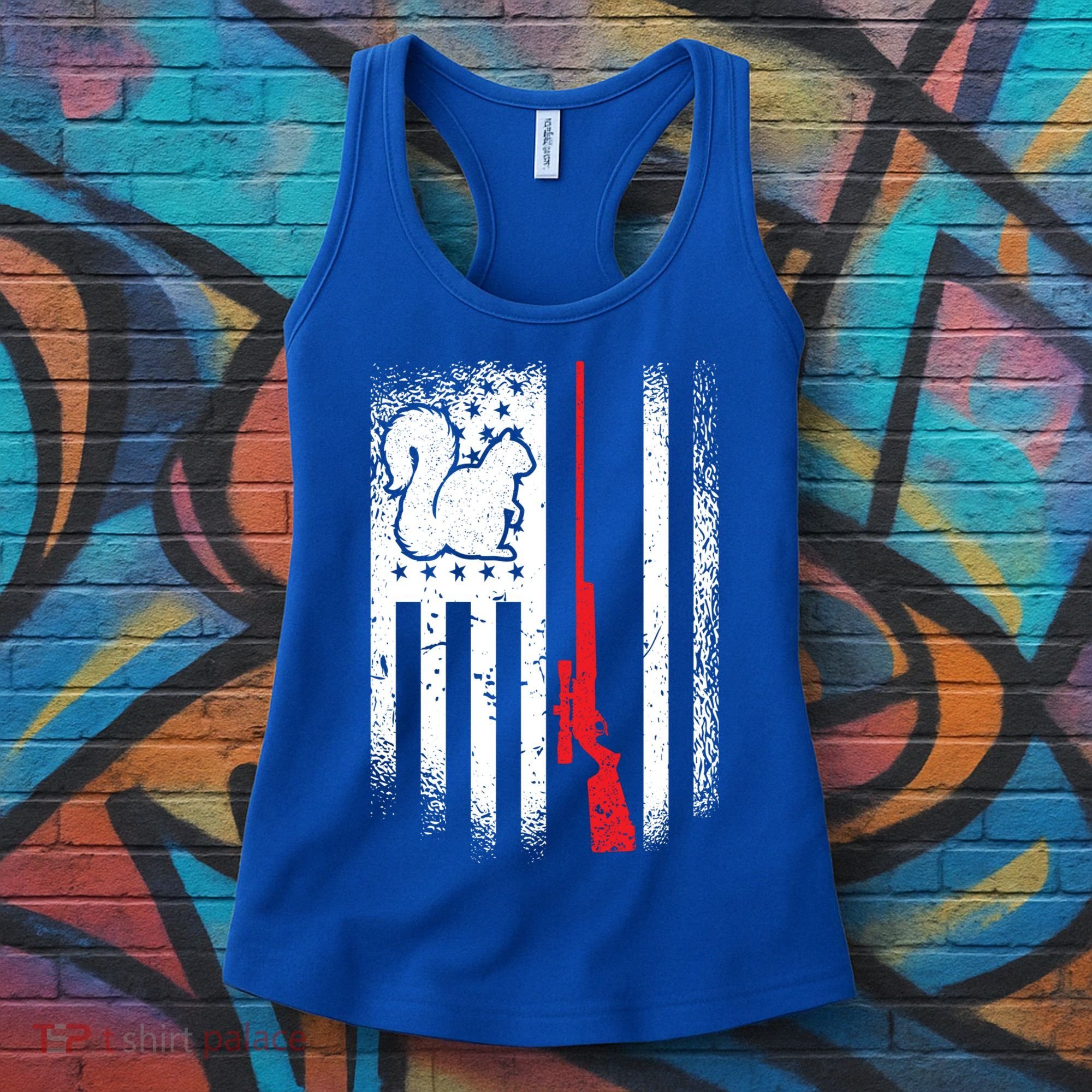 Squirrel Hunter American Flag Varmint Squirrel Hunting Gift Women's Tank Top