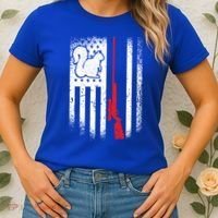 Squirrel Hunter American Flag Varmint Squirrel Hunting Gift Women's T-Shirt thumb 2