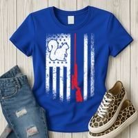 Squirrel Hunter American Flag Varmint Squirrel Hunting Gift Women's T-Shirt thumb 3