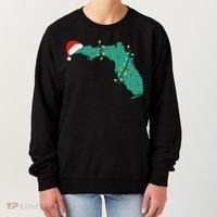 Santa Hat And Lights State Outline Christmas In Florida Women's Sweatshirt thumb 0