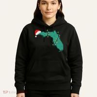 Santa Hat And Lights State Outline Christmas In Florida Hoodie thumb 5