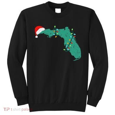 Santa Hat And Lights State Outline Christmas In Florida Sweatshirt