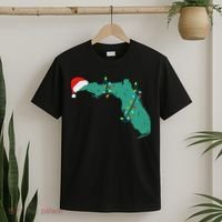 Santa Hat And Lights State Outline Christmas In Florida T-Shirt thumb 2
