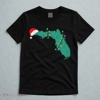 Santa Hat And Lights State Outline Christmas In Florida T-Shirt thumb 5