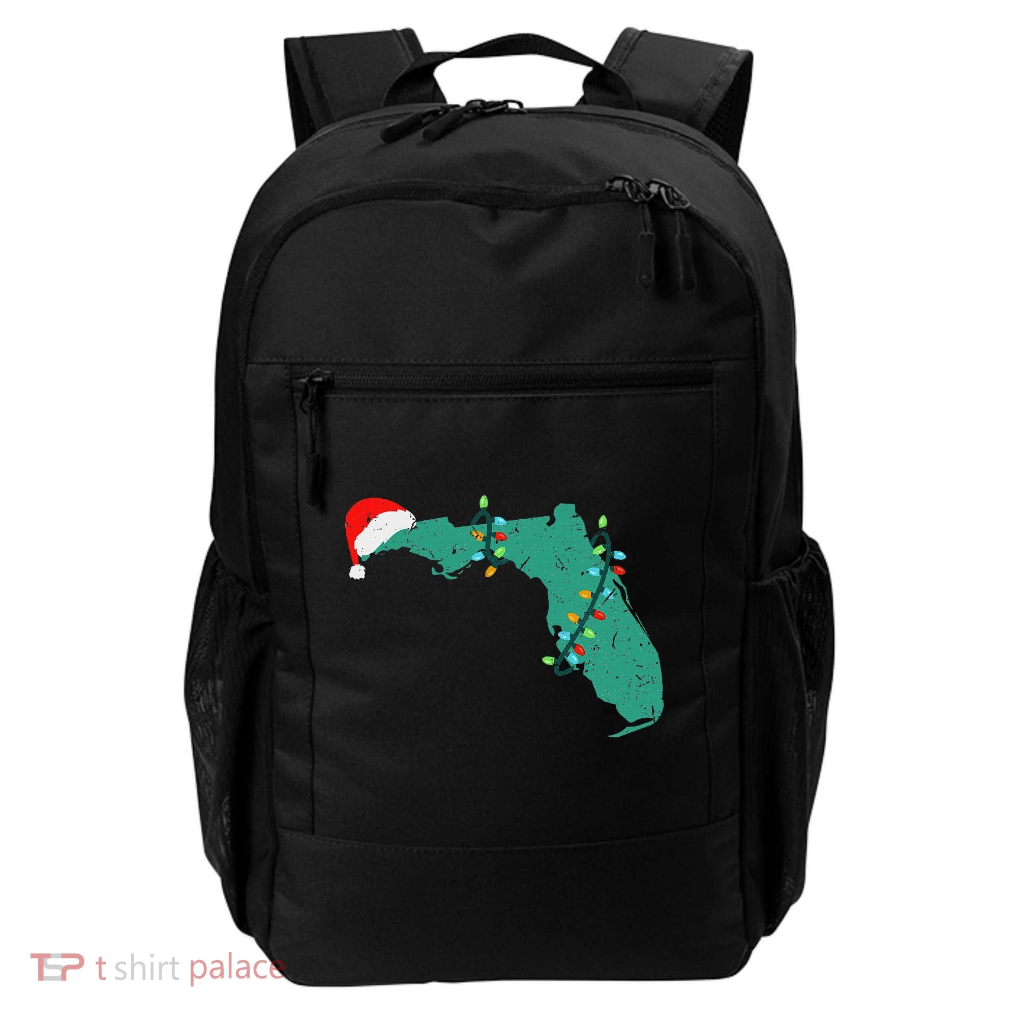 Santa Hat And Lights State Outline Christmas In Florida Backpack