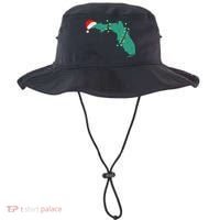 Santa Hat And Lights State Outline Christmas In Florida Bucket Hat thumb 0