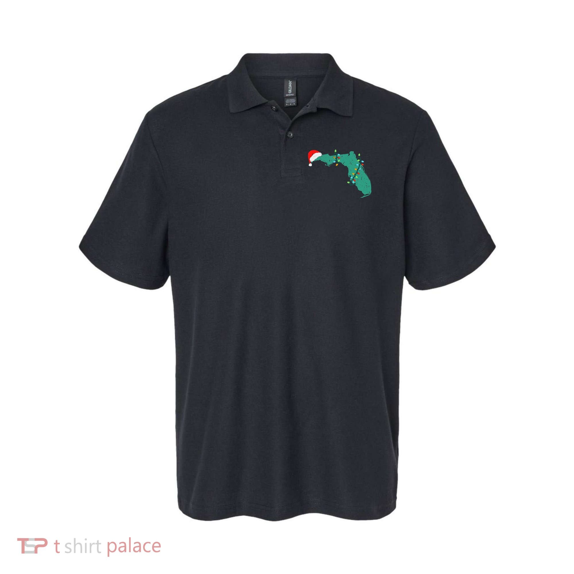 Santa Hat And Lights State Outline Christmas In Florida Polo