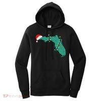 Santa Hat And Lights State Outline Christmas In Florida Women's Hoodie thumb 0
