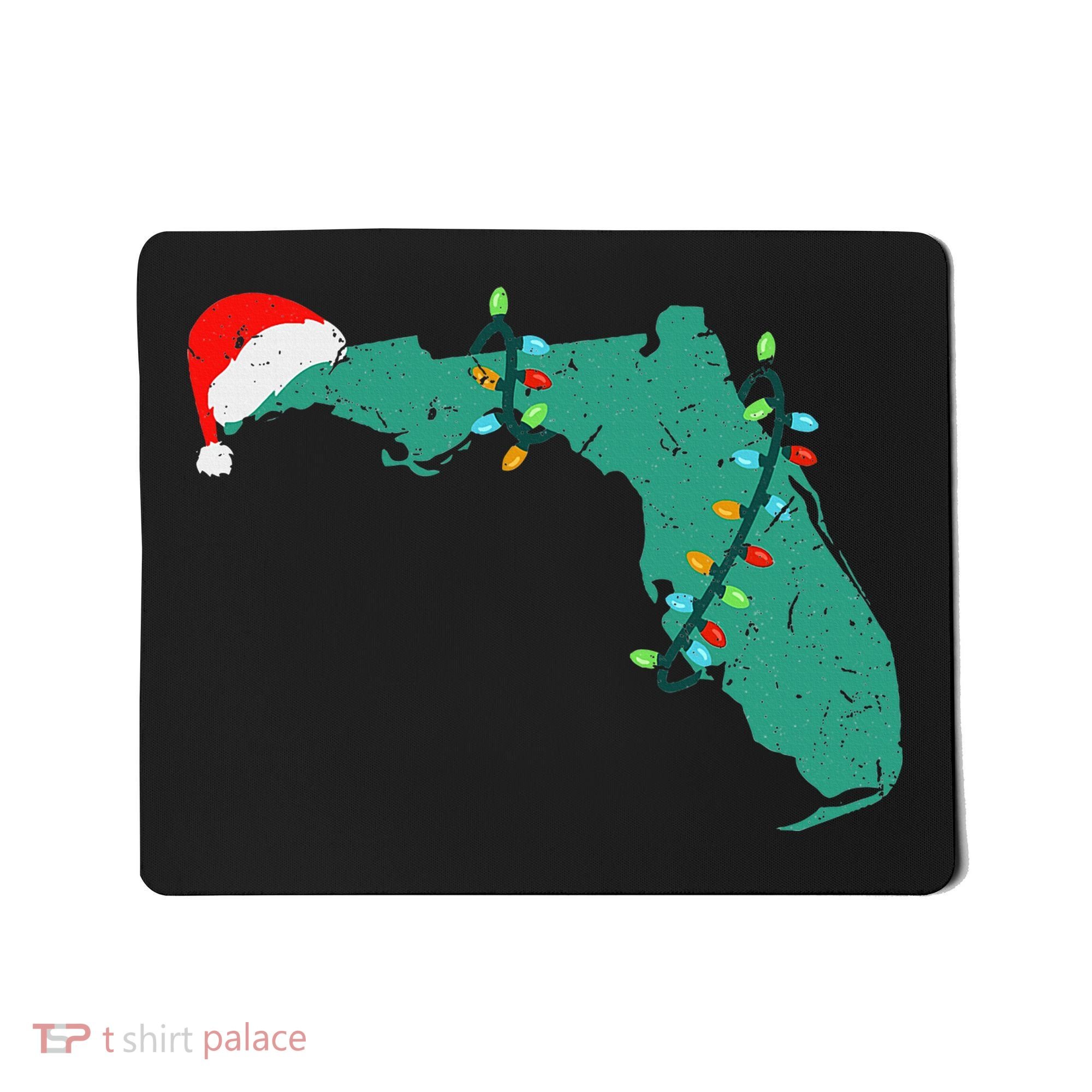 Santa Hat And Lights State Outline Christmas In Florida Mousepad