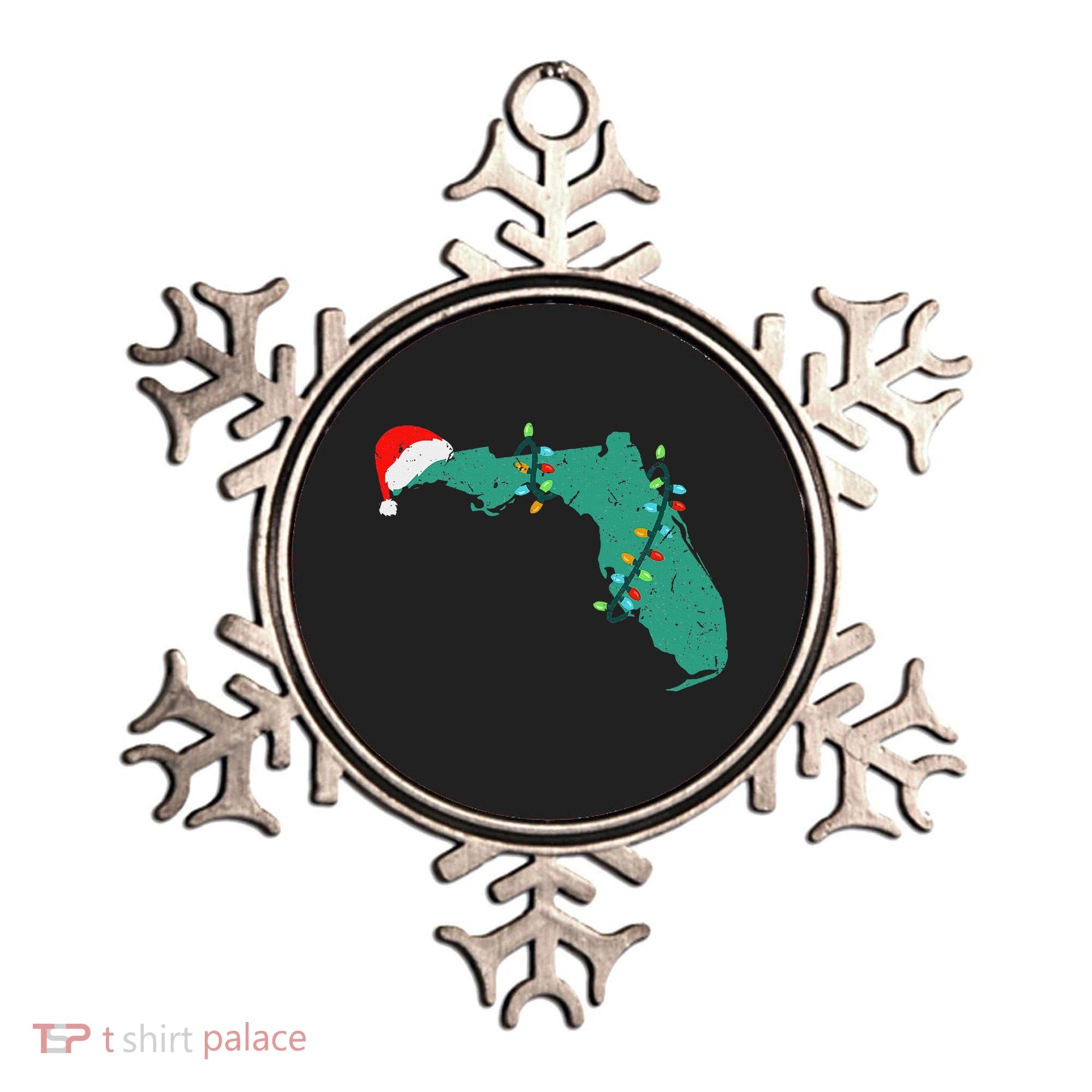 Santa Hat And Lights State Outline Christmas In Florida Ornament