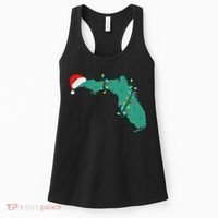 Santa Hat And Lights State Outline Christmas In Florida Women's Tank Top thumb 0