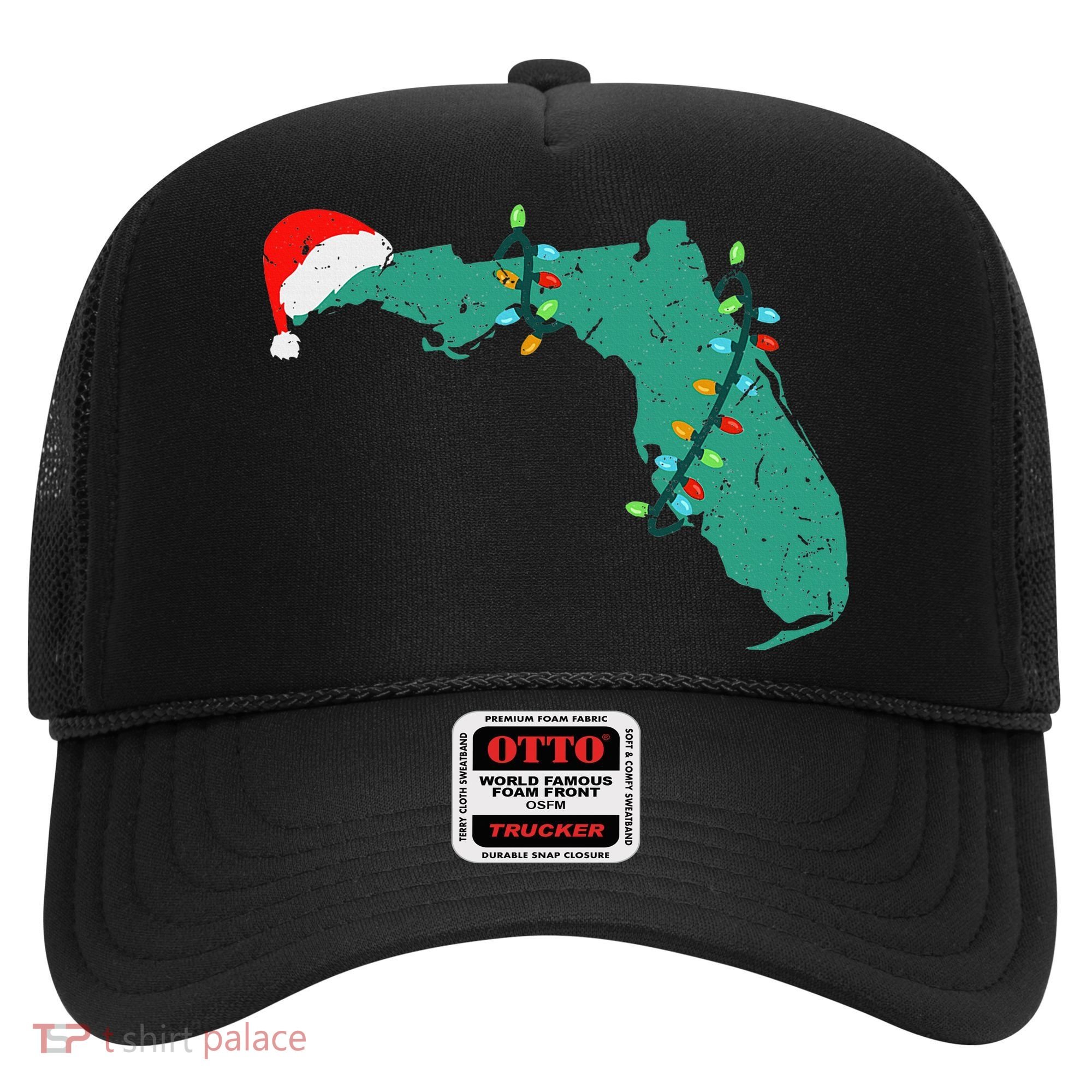 Santa Hat And Lights State Outline Christmas In Florida Hat