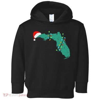 Santa Hat And Lights State Outline Christmas In Florida Toddler Hoodie