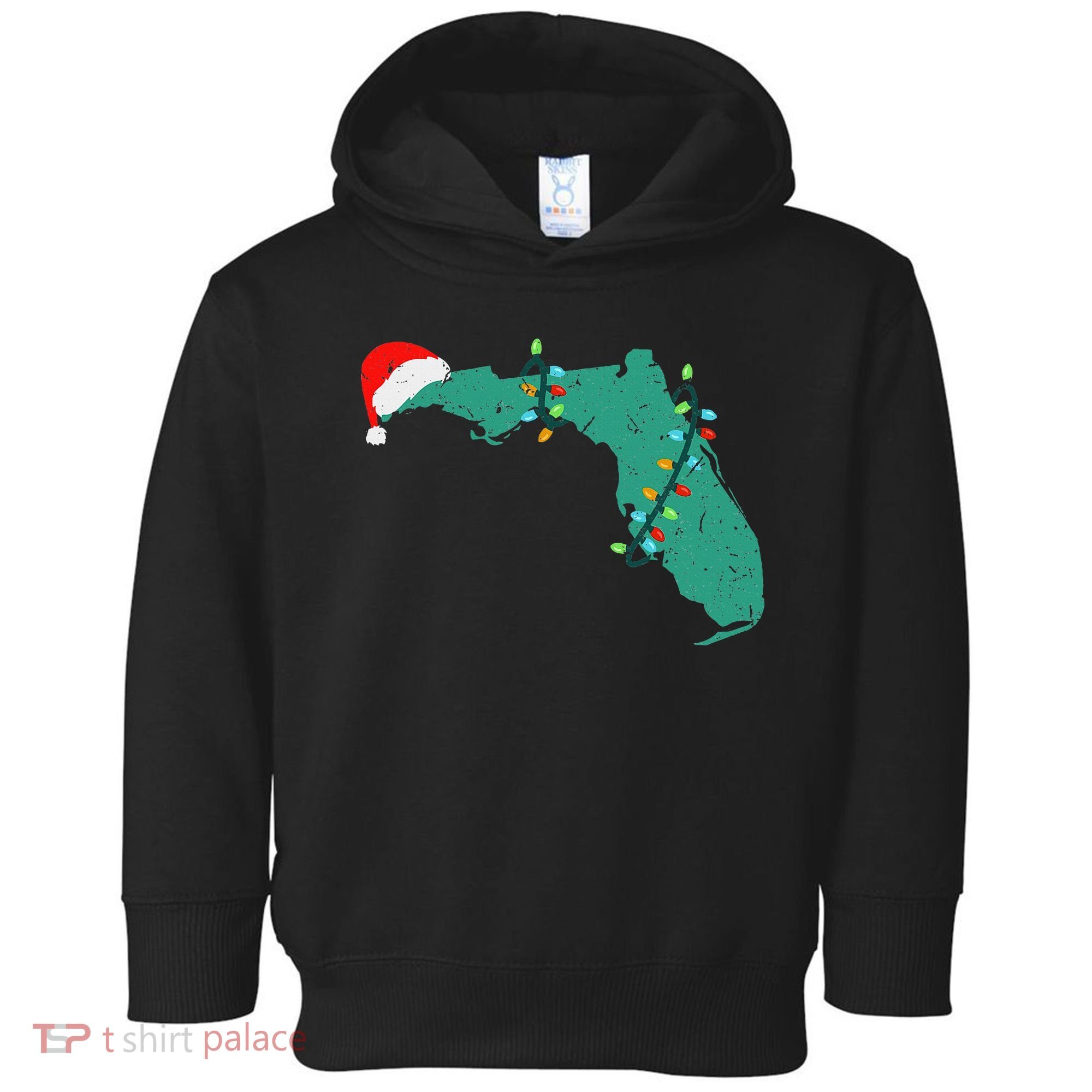 Santa Hat And Lights State Outline Christmas In Florida Toddler Hoodie