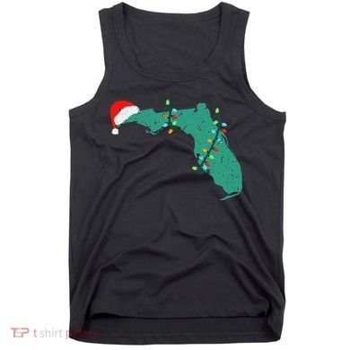 Santa Hat And Lights State Outline Christmas In Florida Tank Top