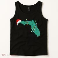 Santa Hat And Lights State Outline Christmas In Florida Tank Top thumb 2