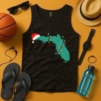Santa Hat And Lights State Outline Christmas In Florida Tank Top thumb 4